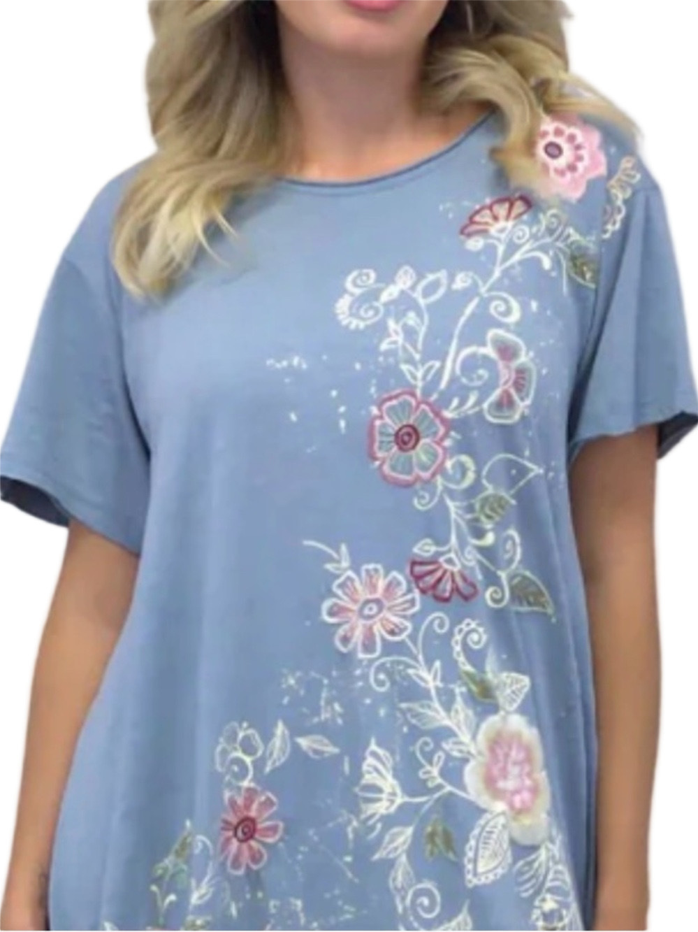 Kayla Seo Light Blue Floral Embroidered Women’s Dress Sz Small - Picture 2 of 4